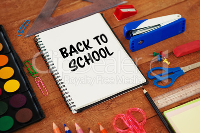 Composite image of back to school text on white background