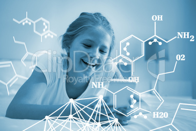 Composite image of chemical structure against white background