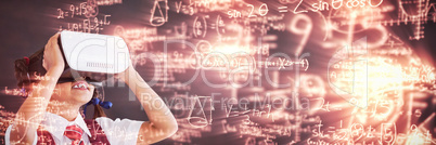 Composite image of digitally generated image of trigonometric equations with solution