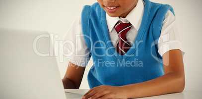 Schoolboy using laptop