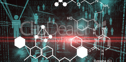 Composite image of digitally generated image of chemical structure