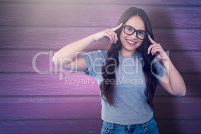 Composite image of beautiful brunette posing