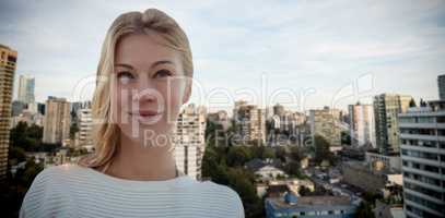 Composite image of portrait of beautiful blonde women