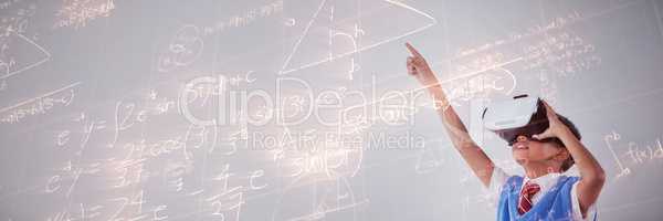 Composite image of image of geometric equations solved on blackboard