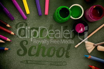 Composite image of back to school text over white background