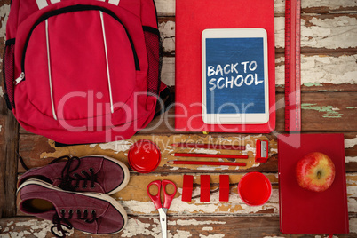 Composite image of graphic image of red back to school text