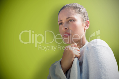 Composite image of closeup beauty portrait of a young beautiful woman