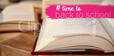 Composite image of back to school text with hashtag