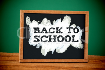 Composite image of back to school text on green and blue splash