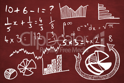 Composite image of graph with mathematical equations