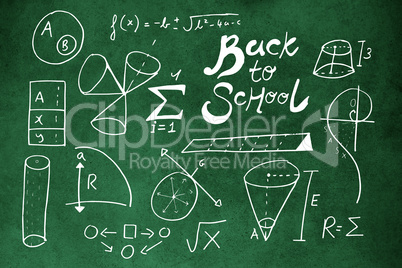 Composite image of back t o school text with geometric shapes