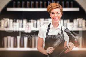 Composite image of portrait of beautiful hairdresser