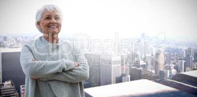 Composite image of portrait of retired women