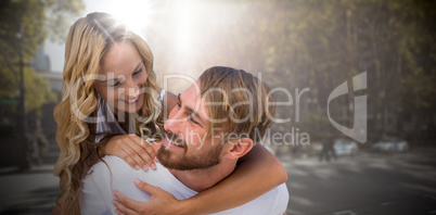 Composite image of happy loving couple