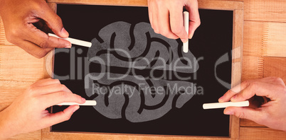 Composite image of illustration image of human brain