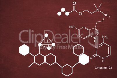 Composite image of digitally generated image of chemical structure