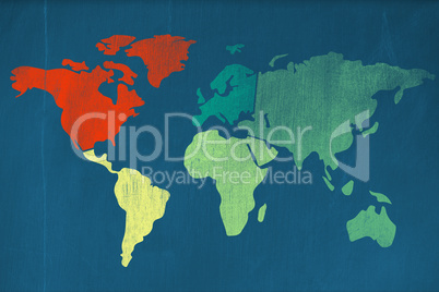 Composite image of graphic image of multi colored map