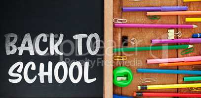 Composite image of back to school text on white background