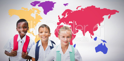 Composite image of portrait of students in uniforms