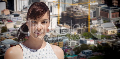 Composite image of portrait of beautiful brunette women