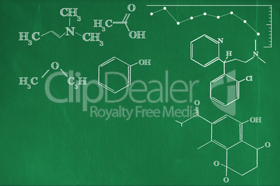 Composite image of digital image of chemical formulas