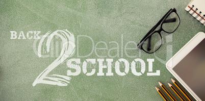 Composite image of back to school text on white background