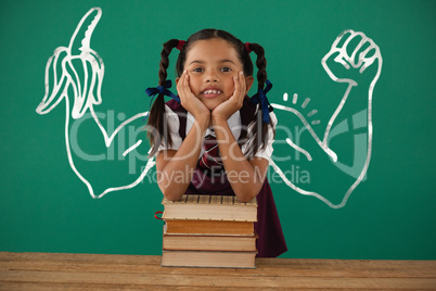 Composite image of digital image of hand holding banana