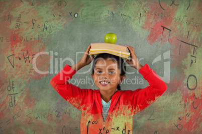 Composite image of illustration of algebraic formulas on chalkboard