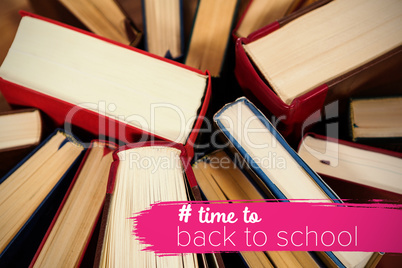 Composite image of back to school text with hashtag
