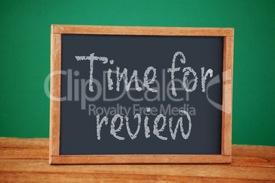 Composite image of time for review text on white background