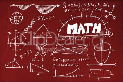 Composite image of maths text with geometric shapes