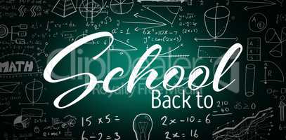 Composite image of back to school text over white background