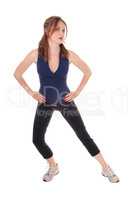Exercising woman with her hands on hip