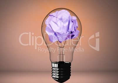 light bulb with crumpled paper ball