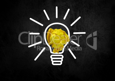 light bulb with crumpled paper ball