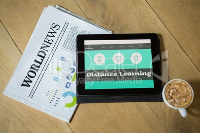 Tablet with e-learning information in the screen