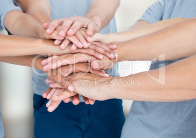 Hands together with soft background