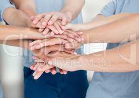 Hands together with soft background