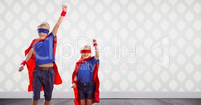 Superhero kids in room