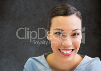 Woman standing in front of blackboard