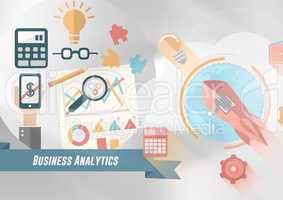 business analytics graphics with bright background