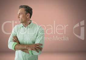Man standing with pink background