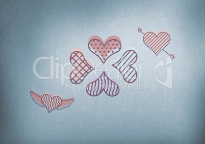 love heart icons with blue background