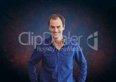 Man standing with blue background