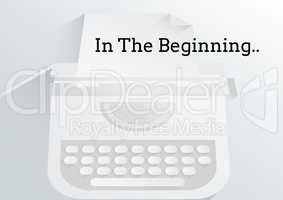 In The Beginning  text written on typewriter