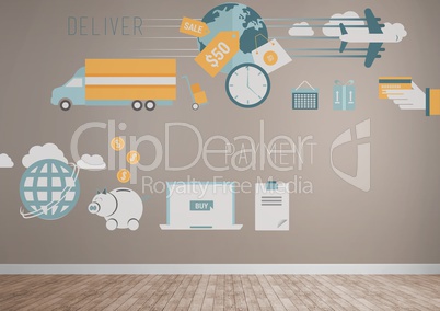online shop business graphics in room