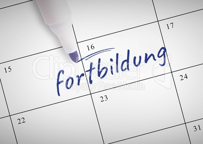 Fortbildung written on calendar with marker