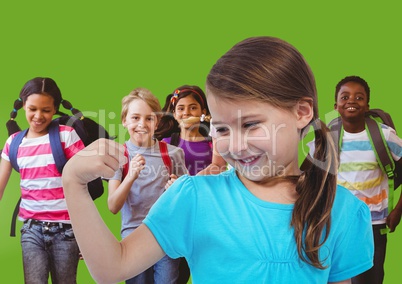 kids having fun with green background