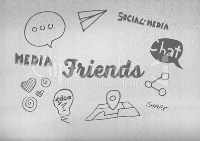 friends social media drawings