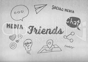 friends social media drawings